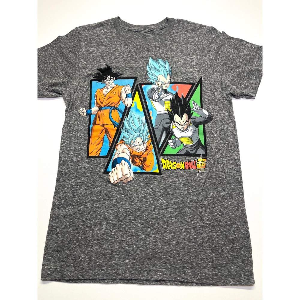 Dragon Ball Goku Vegeta Graphic T-Shirt Heather Gray Mens Small Anime Tee 0378